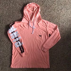 PINK Hooded Long Sleeve Tee